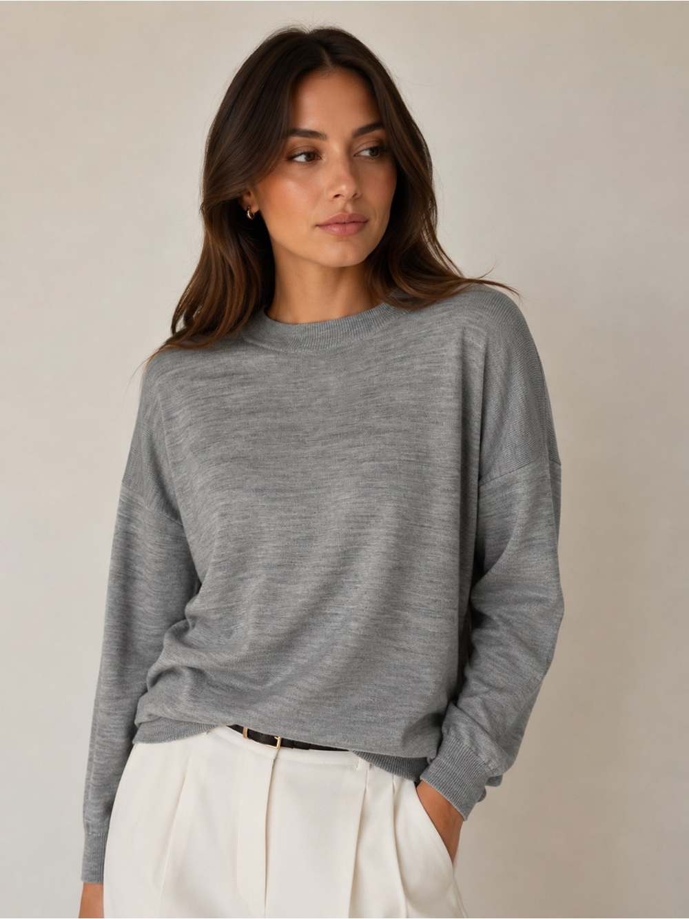 Weekend Max Mara 100% Wool Grey Crewneck
